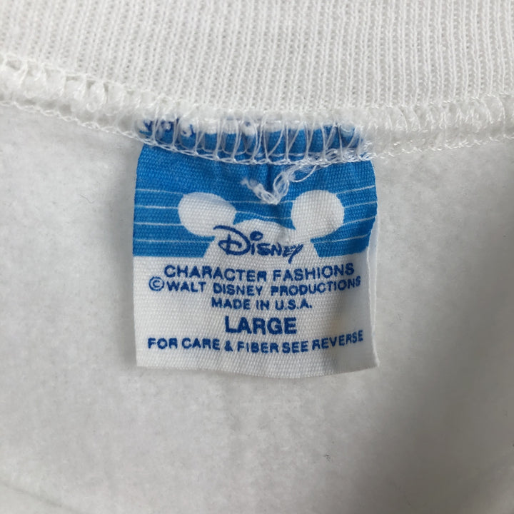 Vintage 1980'S Disney Mickey Mouse character sweatshirt, made in the USA, size L, men's polyester white type Vintage Second Hand