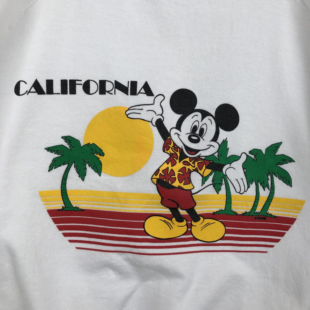 Vintage 1980'S Disney Mickey Mouse character sweatshirt, made in the USA, size L, men's polyester white type Vintage Second Hand