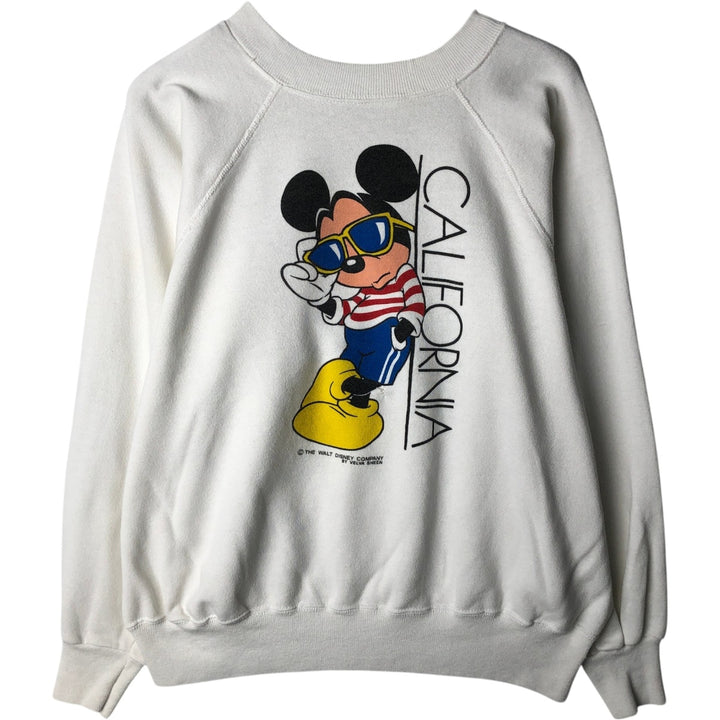 90'S ULTRA SWEATS Mickey Mouse character sweatshirt, Made in USA, Men's size L, Vintage polyester white type Vintage Second Hand