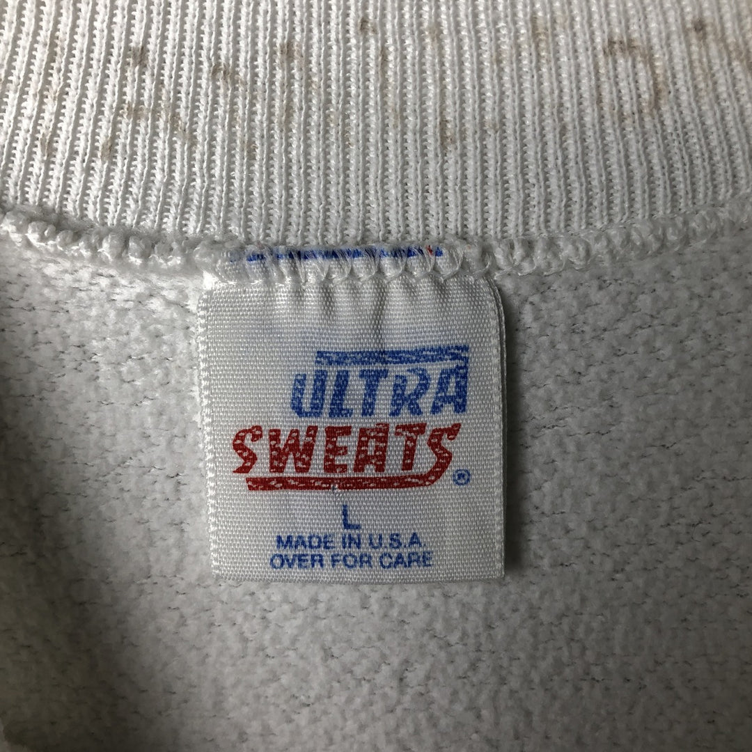90'S ULTRA SWEATS Mickey Mouse character sweatshirt, Made in USA, Men's size L, Vintage polyester white type Vintage Second Hand