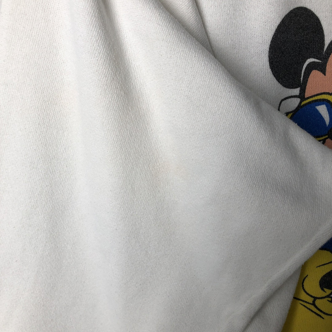 90'S ULTRA SWEATS Mickey Mouse character sweatshirt, Made in USA, Men's size L, Vintage polyester white type Vintage Second Hand