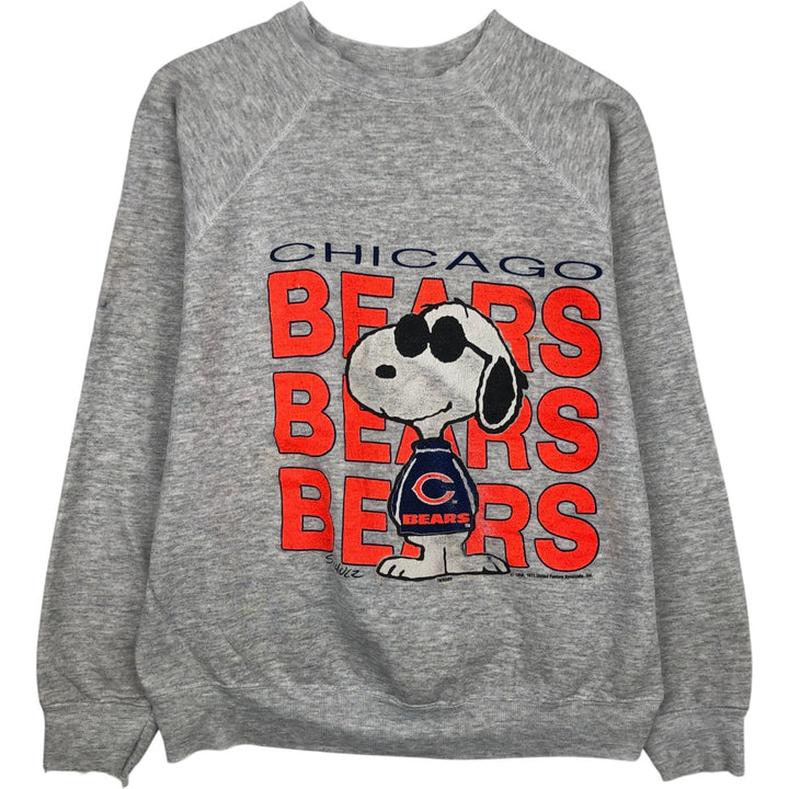 80s-90'S ARTEX Snoopy Chicago Bears Character Sweatshirt, Made in USA, Men's Size M (approx.), Vintage cotton gray type Vintage Second Hand