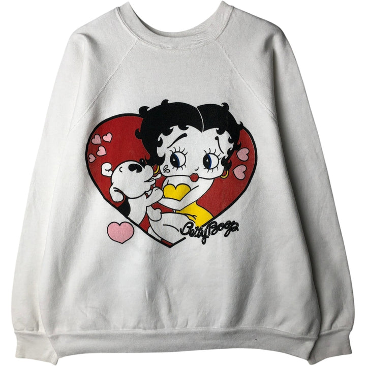 BETTY BOOP character sweatshirt, men's size L (approx.) polyester white type Vintage Second Hand