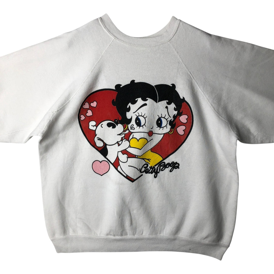 BETTY BOOP character sweatshirt, men's size L (approx.) polyester white type Vintage Second Hand