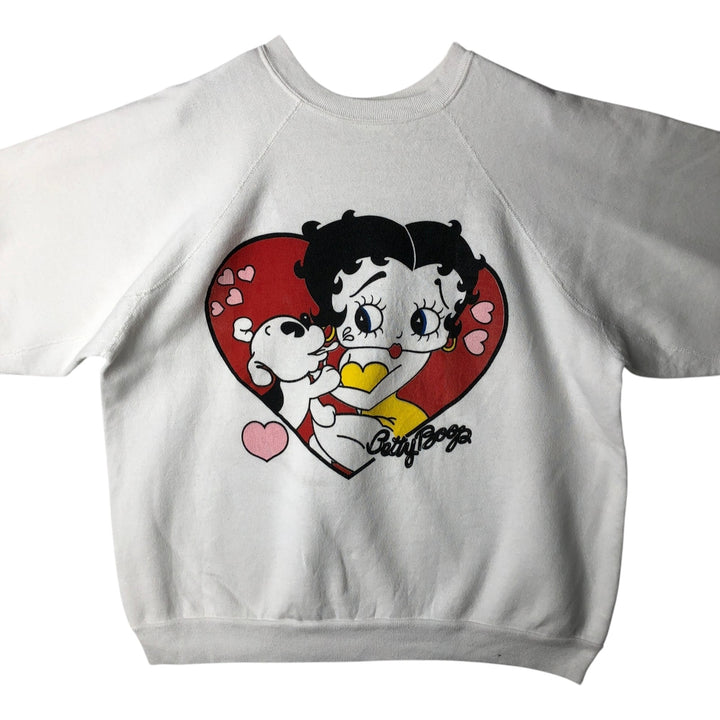 BETTY BOOP character sweatshirt, men's size L (approx.) polyester white type Vintage Second Hand
