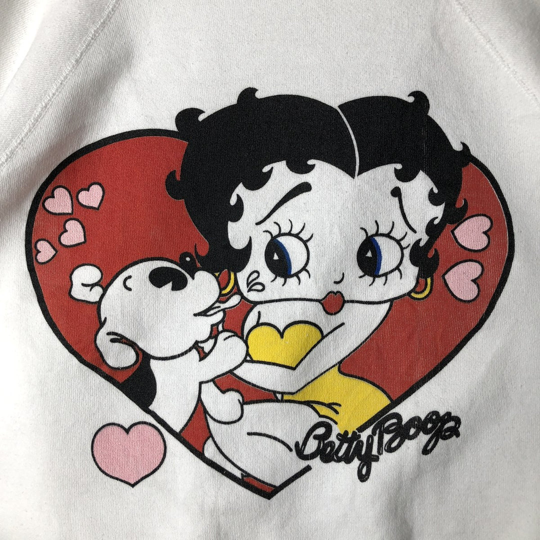 BETTY BOOP character sweatshirt, men's size L (approx.) polyester white type Vintage Second Hand