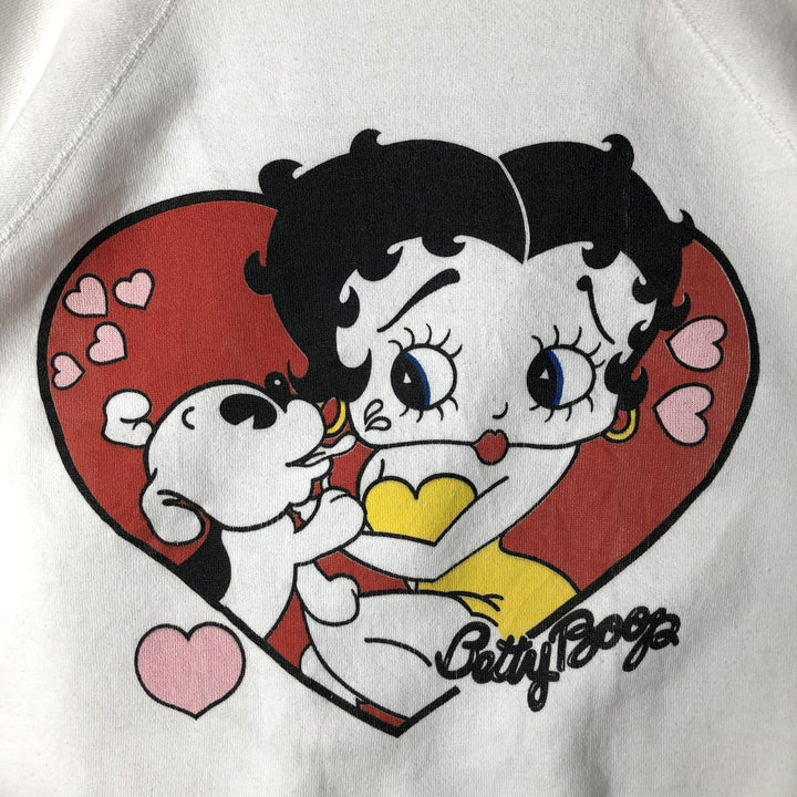 BETTY BOOP character sweatshirt, men's size L (approx.) polyester white type Vintage Second Hand