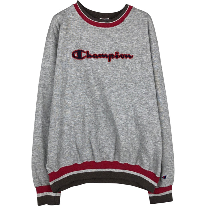 90'S Champion logo sweatshirt, men's size XL, vintage cotton gray type Vintage Second Hand