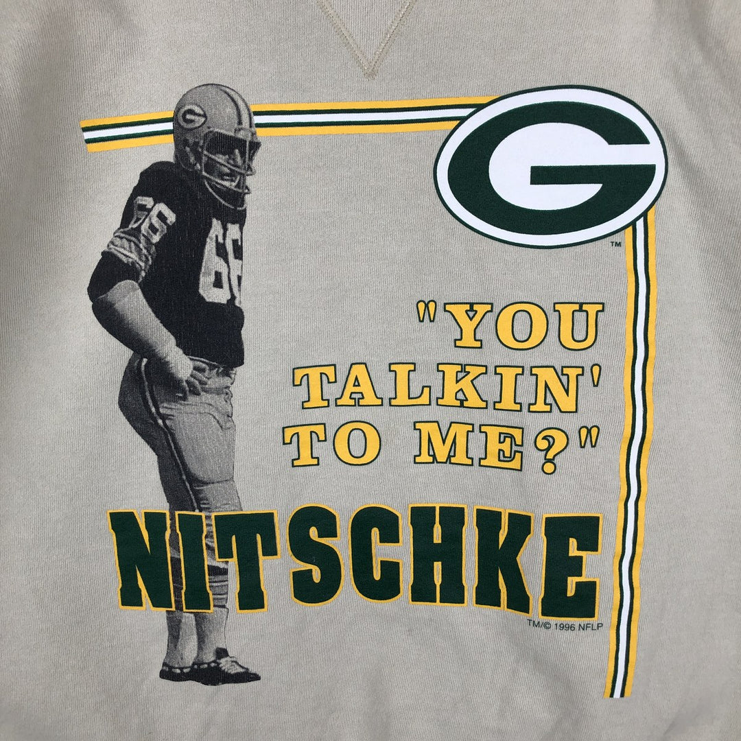 90'S Champion Green Bay Packers Print Sweatshirt, Men's XXL equivalent, Vintage cotton Beige type Vintage Second Hand