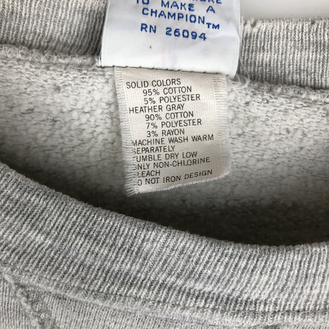 90'S Champion College Sweatshirt, Made in USA, Men's XL, Vintage cotton gray type Vintage Second Hand