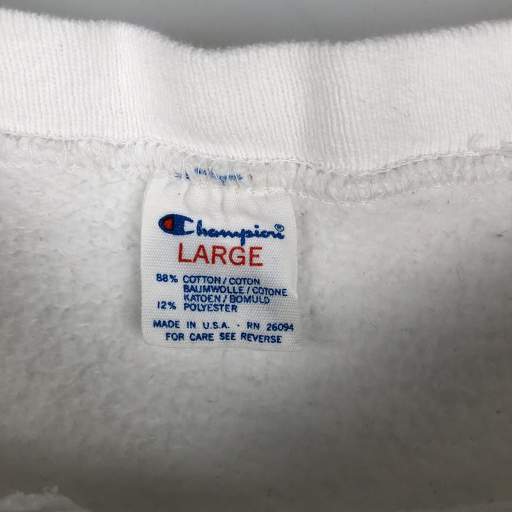 80'S Champion Tricot Tag Advertising Sweatshirt, Made in USA, Men's Size L (approx.), Vintage cotton white type Vintage Second Hand