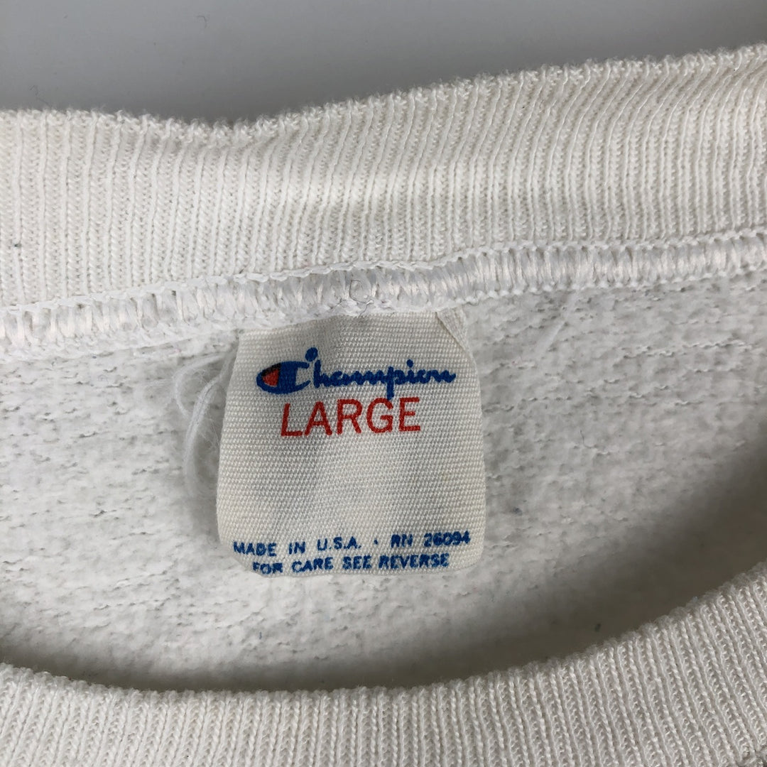 Vintage 1980'S Champion Trico Tag College Sweatshirt, Made in USA, Men's Size L cotton white type Vintage Second Hand