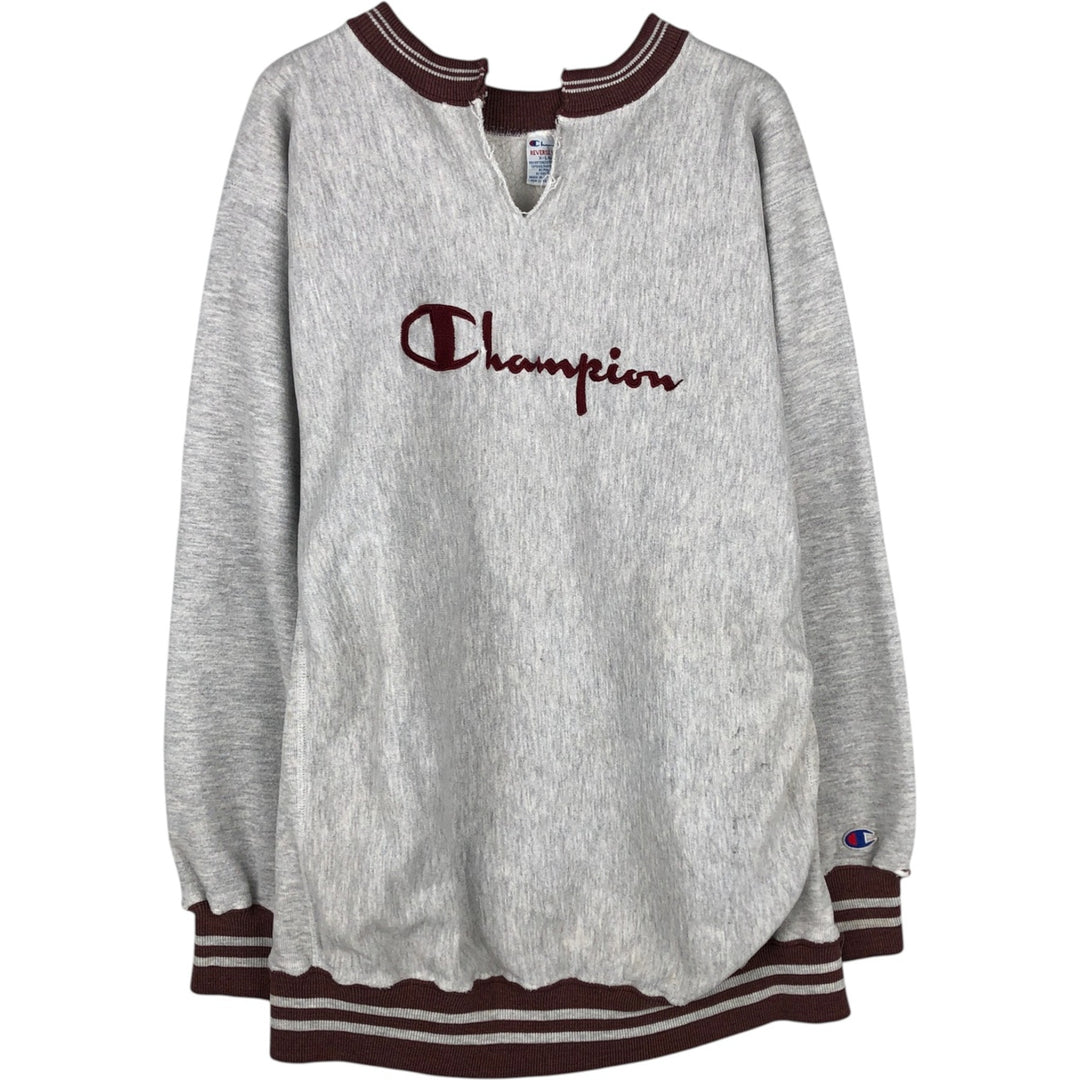 90'S Champion Reverse Weave Embroidered Tag Logo Sweatshirt Trainer Made in USA Men's XL Vintage cotton gray type Vintage Second Hand
