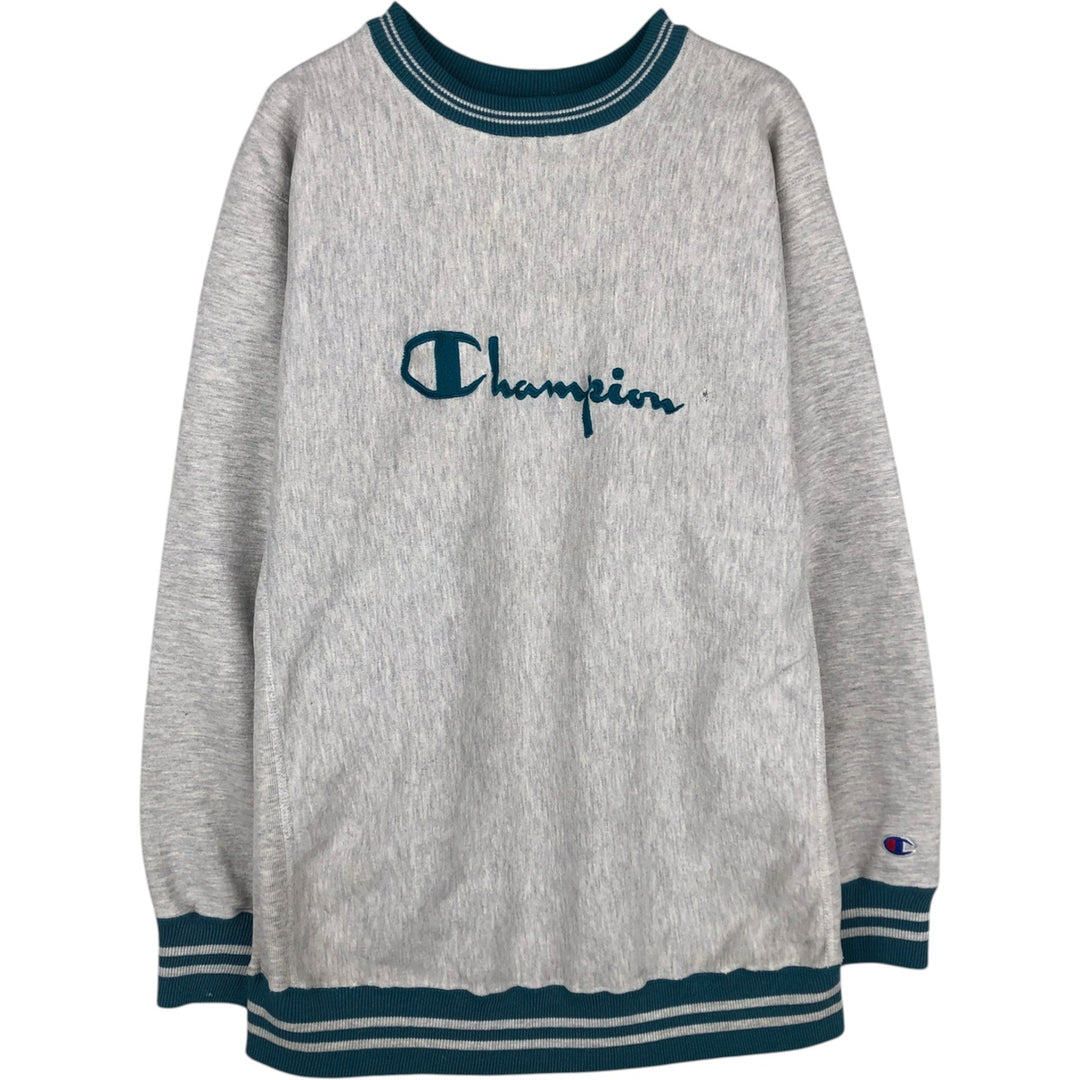 90'S Champion Reverse Weave Embroidered Tag Logo Sweatshirt Trainer Made in USA Men's XL Vintage cotton gray type Vintage Second Hand