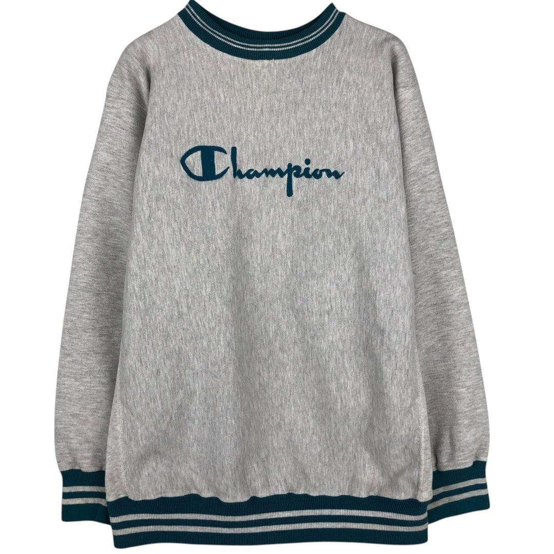 90'S Champion Reverse Weave Embroidered Tag Logo Sweatshirt Trainer Made in USA Men's XL Vintage cotton gray type Vintage Second Hand