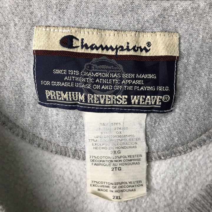 Champion Premium Reverse Weave Plain Blank Sweatshirt (Men's XXL equivalent) cotton gray type Vintage Second Hand
