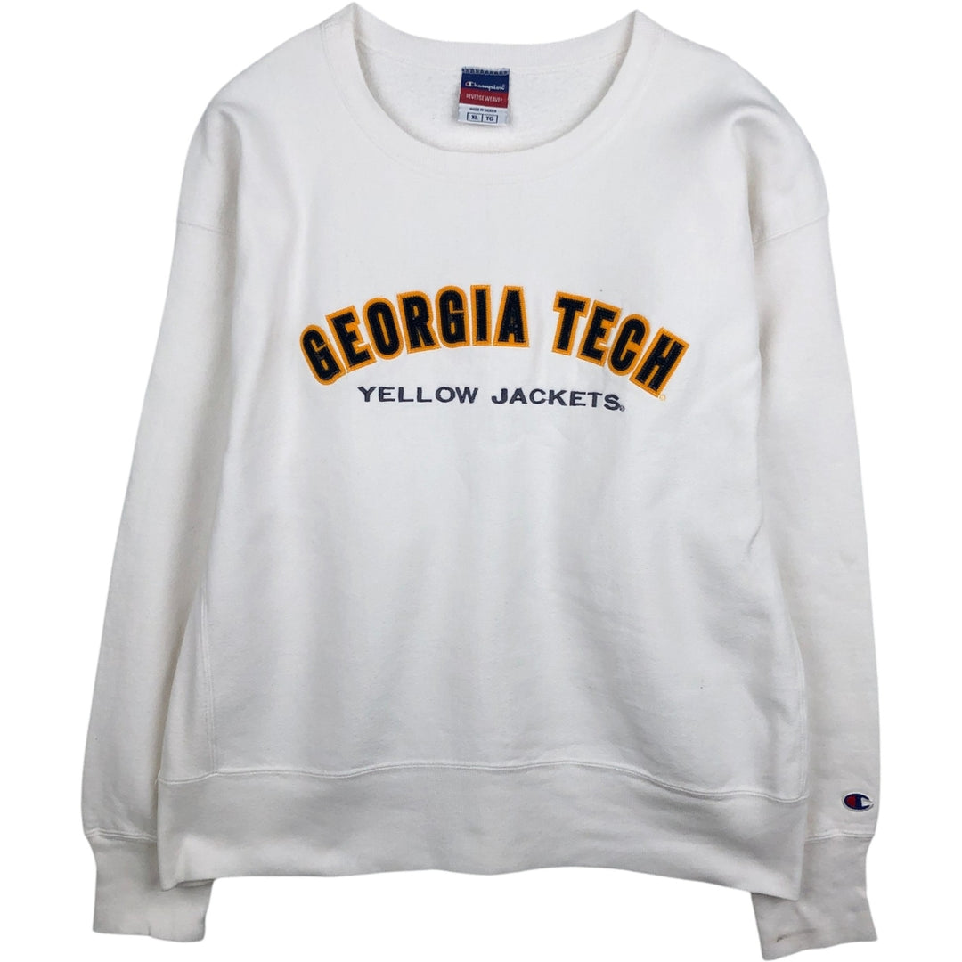 Champion Reverse Weave Georgia Institute of Technology College Sweatshirt (Men's XL equivalent) unclear white type Vintage Second Hand