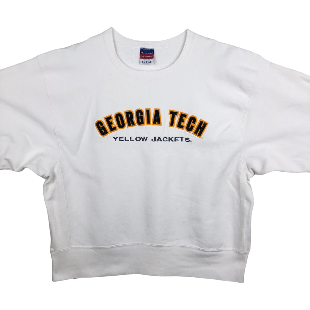 Champion Reverse Weave Georgia Institute of Technology College Sweatshirt (Men's XL equivalent) unclear white type Vintage Second Hand
