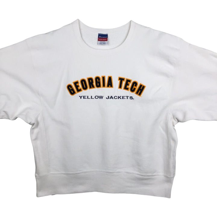 Champion Reverse Weave Georgia Institute of Technology College Sweatshirt (Men's XL equivalent) unclear white type Vintage Second Hand