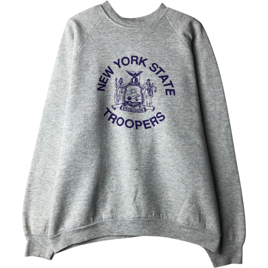 90'S Fruit of the Loom New York State Police Print Sweatshirt (Men's XL equivalent) unclear gray type Vintage Second Hand