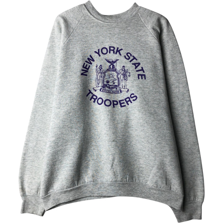 90'S Fruit of the Loom New York State Police Print Sweatshirt (Men's XL equivalent) unclear gray type Vintage Second Hand