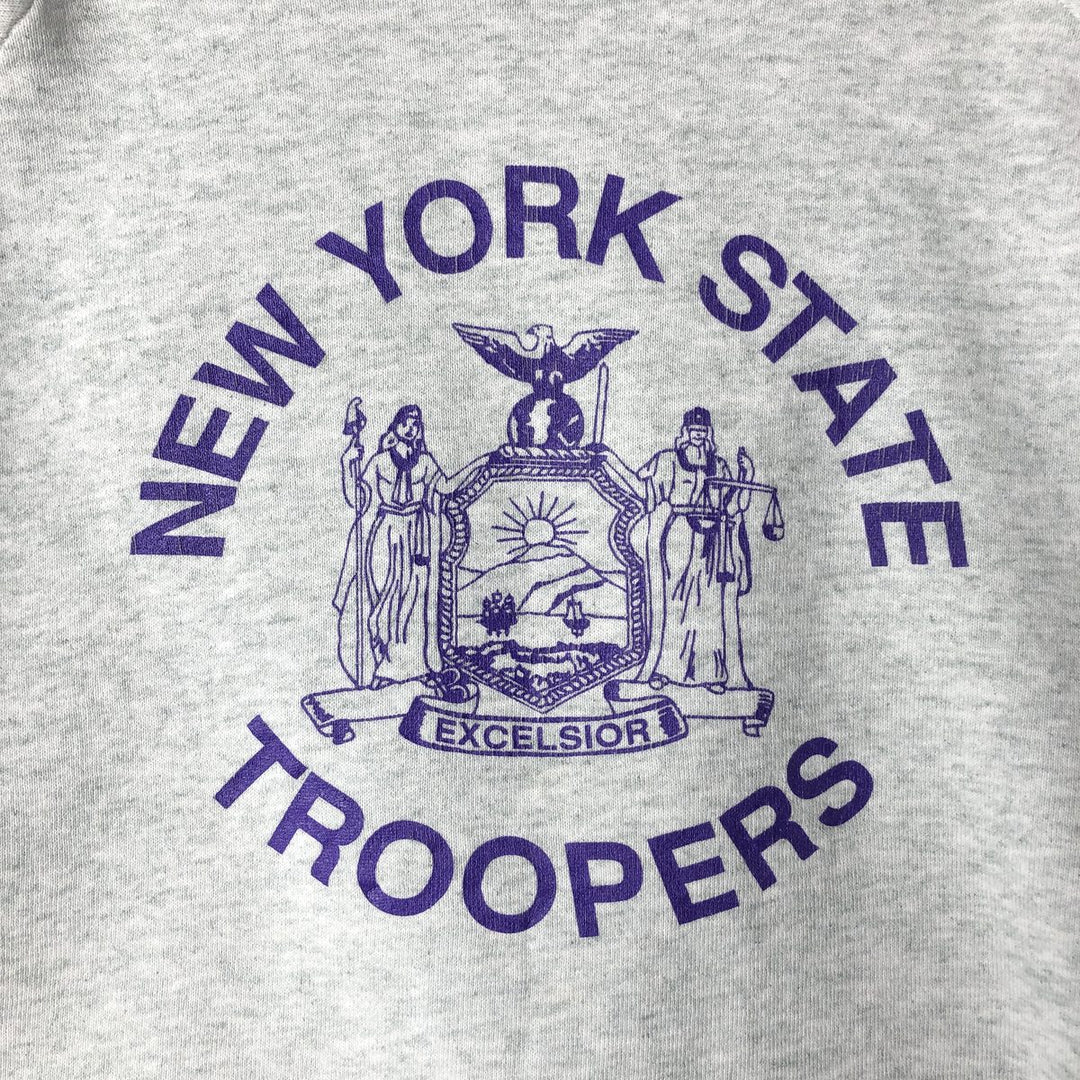 90'S Fruit of the Loom New York State Police Print Sweatshirt (Men's XL equivalent) unclear gray type Vintage Second Hand
