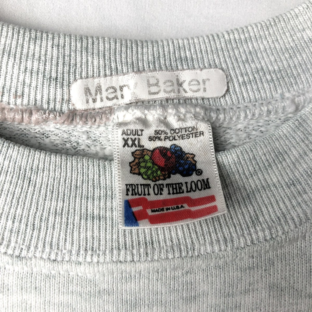 Vintage 90'S Fruit of the Loom print sweatshirt, made in the USA, men's size XXL cotton gray type Vintage Second Hand