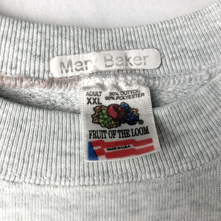 Vintage 90'S Fruit of the Loom print sweatshirt, made in the USA, men's size XXL cotton gray type Vintage Second Hand
