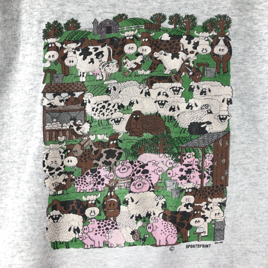 Vintage 90'S Fruit of the Loom print sweatshirt, made in the USA, men's size XXL cotton gray type Vintage Second Hand