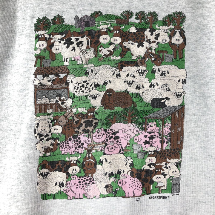 Vintage 90'S Fruit of the Loom print sweatshirt, made in the USA, men's size XXL cotton gray type Vintage Second Hand
