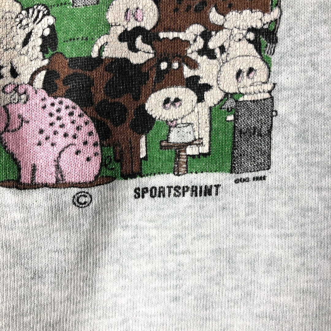 Vintage 90'S Fruit of the Loom print sweatshirt, made in the USA, men's size XXL cotton gray type Vintage Second Hand