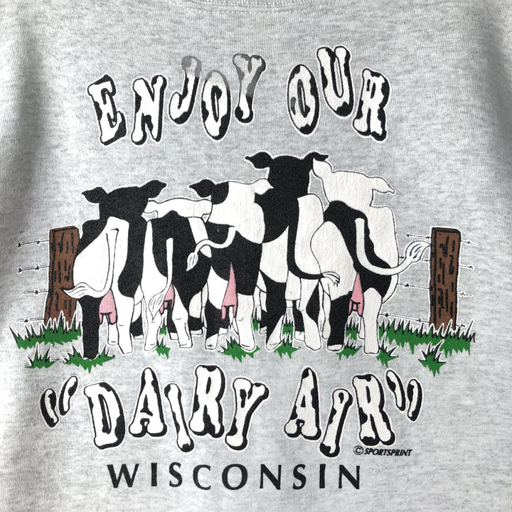 90'S Fruit of the Loom printed sweatshirt, made in the USA, men's XL size, vintage cotton gray type Vintage Second Hand