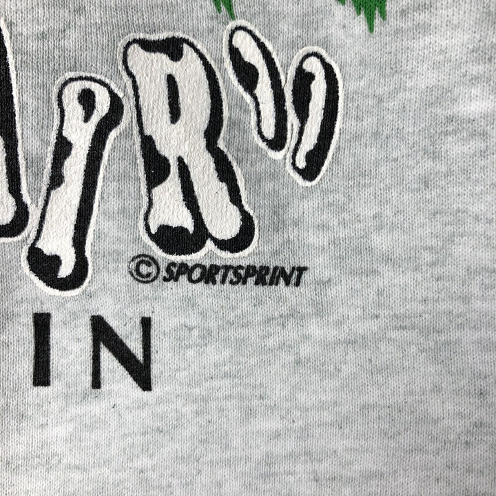90'S Fruit of the Loom printed sweatshirt, made in the USA, men's XL size, vintage cotton gray type Vintage Second Hand