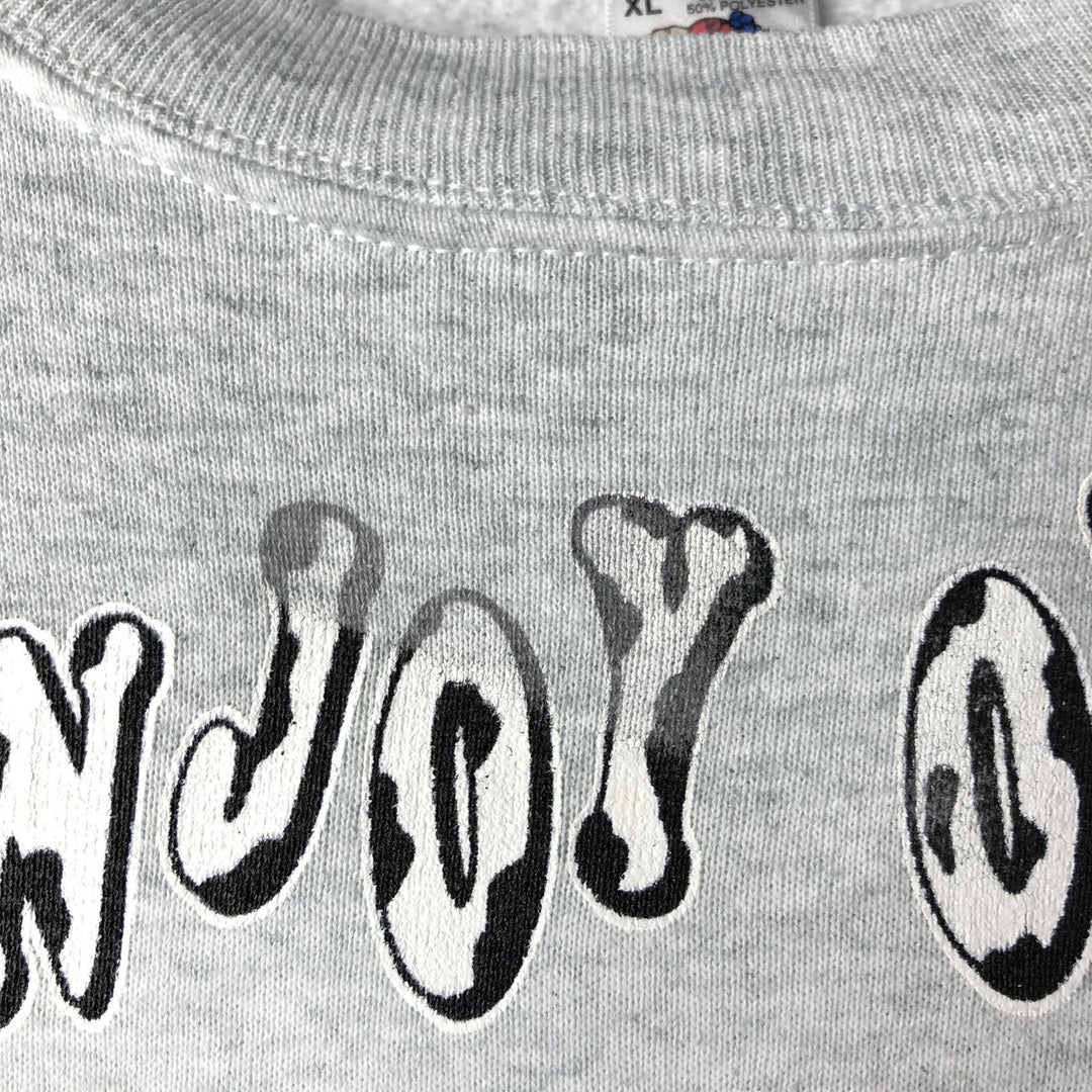 90'S Fruit of the Loom printed sweatshirt, made in the USA, men's XL size, vintage cotton gray type Vintage Second Hand