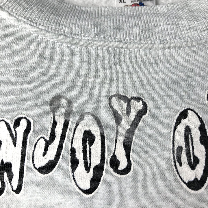 90'S Fruit of the Loom printed sweatshirt, made in the USA, men's XL size, vintage cotton gray type Vintage Second Hand