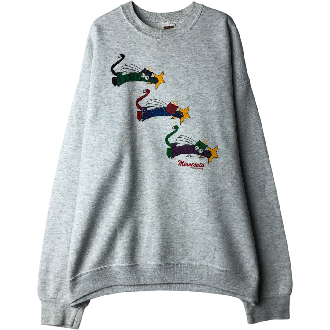 90'S Fruit of the Loom Best Print Sweatshirt, Made in USA, Men's XL, Vintage cotton gray type Vintage Second Hand