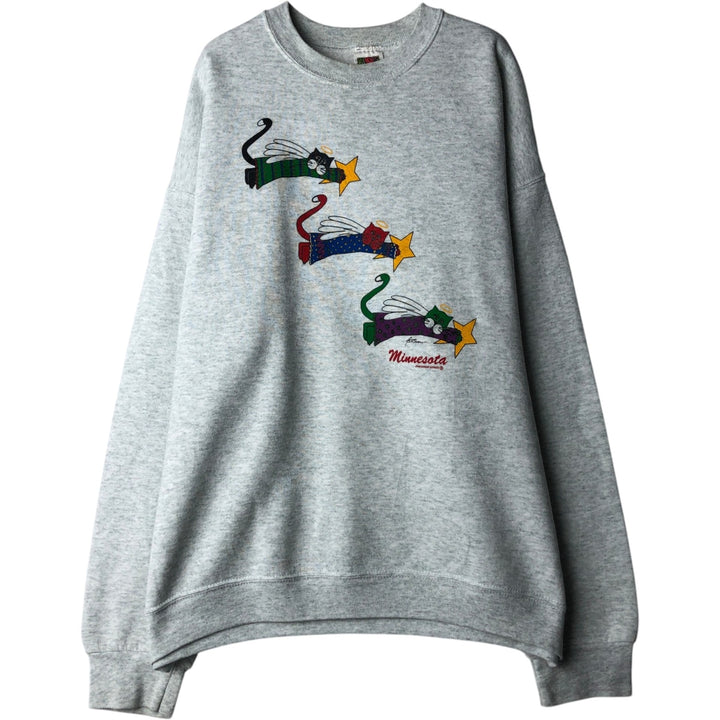90'S Fruit of the Loom Best Print Sweatshirt, Made in USA, Men's XL, Vintage cotton gray type Vintage Second Hand