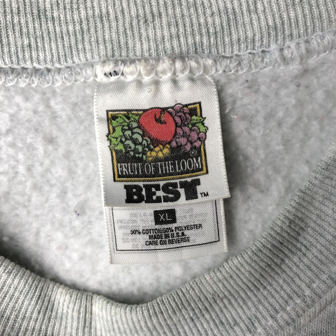 90'S Fruit of the Loom Best Print Sweatshirt, Made in USA, Men's XL, Vintage cotton gray type Vintage Second Hand