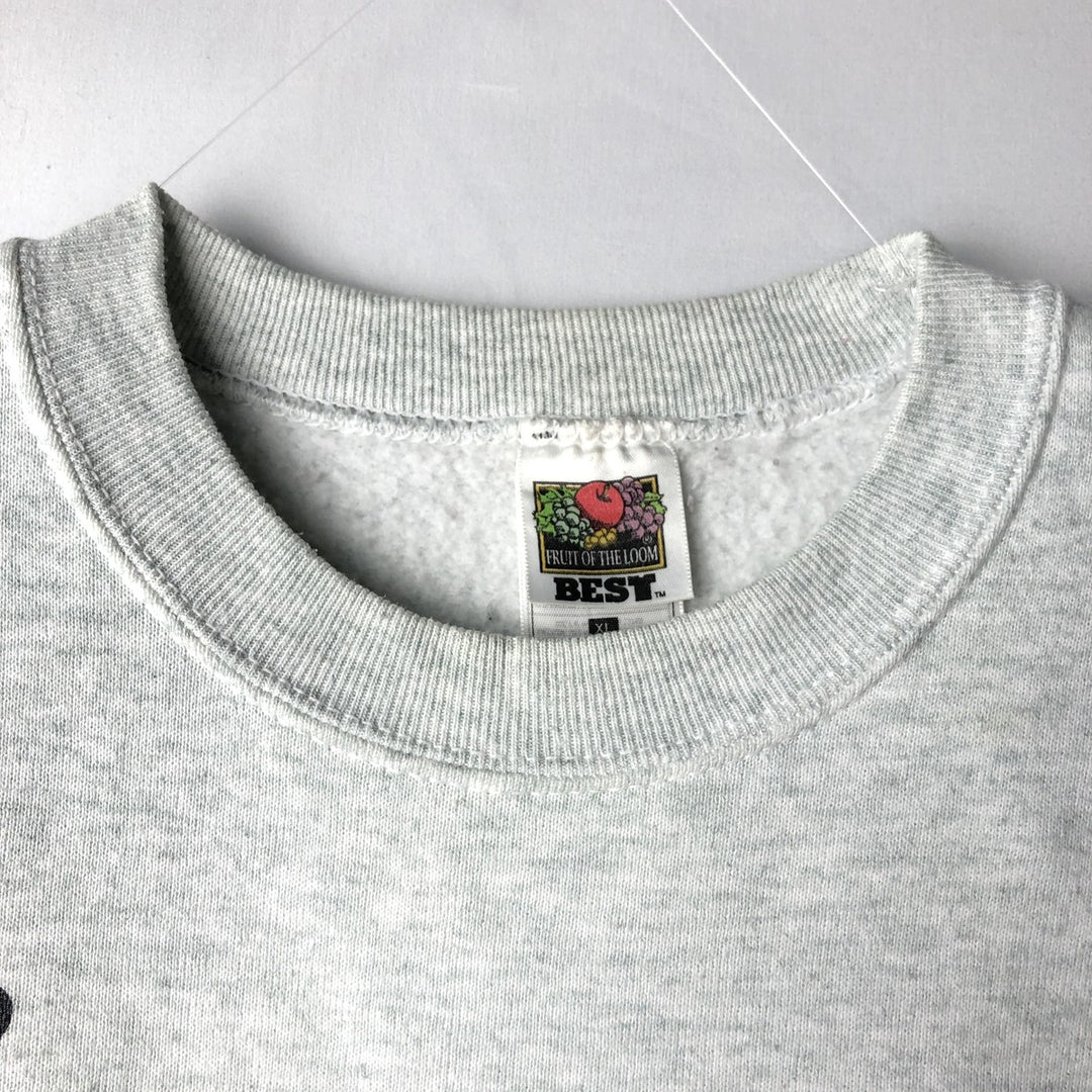 90'S Fruit of the Loom Best Print Sweatshirt, Made in USA, Men's XL, Vintage cotton gray type Vintage Second Hand