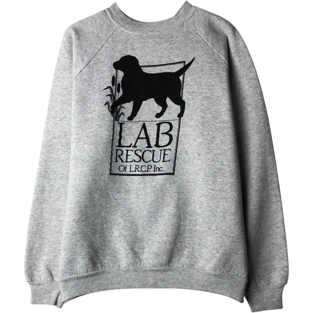 Hanes Lab Rescue of the LRCP Inc. Printed Sweatshirt, Made in USA, Men's Size L (approx.) cotton gray type Vintage Second Hand