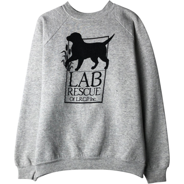 Hanes Lab Rescue of the LRCP Inc. Printed Sweatshirt, Made in USA, Men's Size L (approx.) cotton gray type Vintage Second Hand