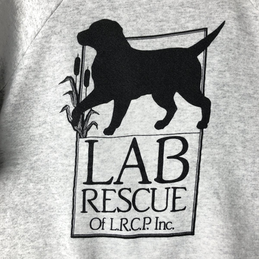 Hanes Lab Rescue of the LRCP Inc. Printed Sweatshirt, Made in USA, Men's Size L (approx.) cotton gray type Vintage Second Hand