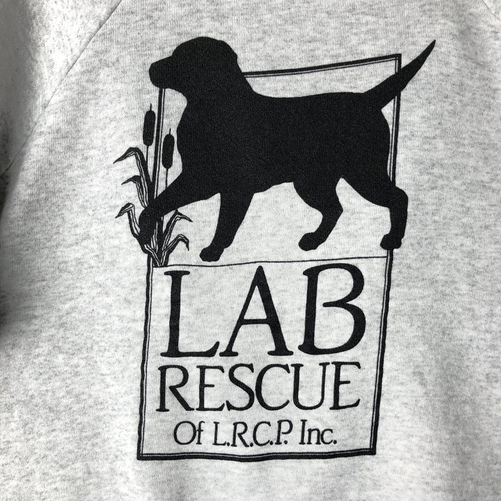 Hanes Lab Rescue of the LRCP Inc. Printed Sweatshirt, Made in USA, Men's Size L (approx.) cotton gray type Vintage Second Hand