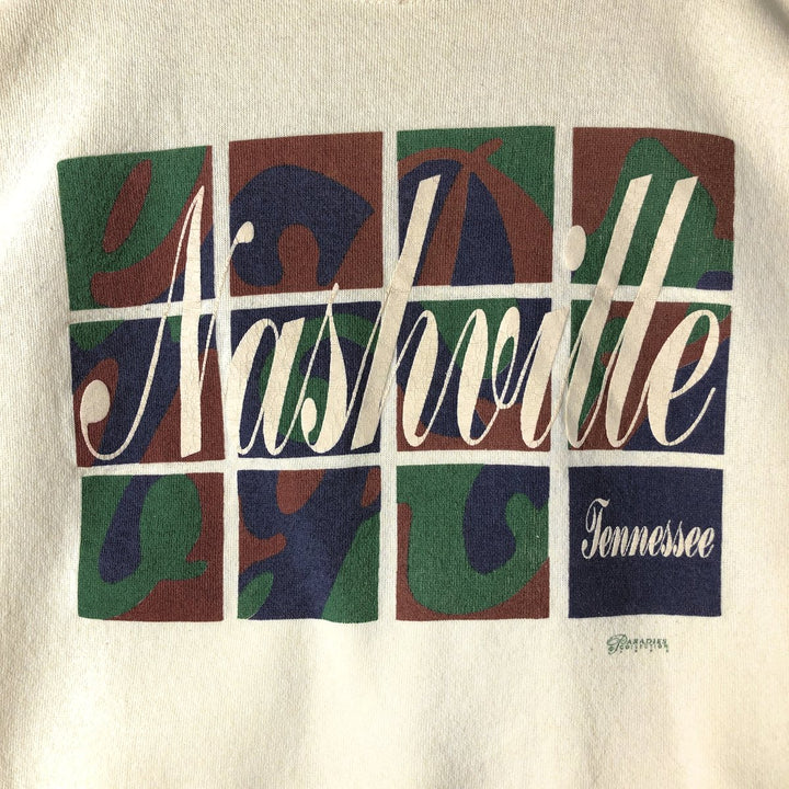 Tennessee Nashville Print Sweatshirt, Made in USA, Men's XL (approx.) cotton pale white type Vintage Second Hand