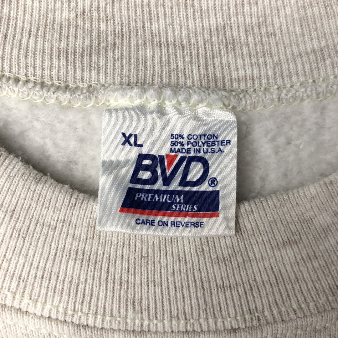 80s-90'S BVD Premium Series Printed Sweatshirt, Made in USA, Men's XL equivalent, Vintage cotton gray type Vintage Second Hand