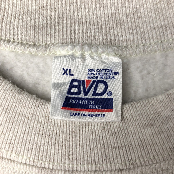 80s-90'S BVD Premium Series Printed Sweatshirt, Made in USA, Men's XL equivalent, Vintage cotton gray type Vintage Second Hand