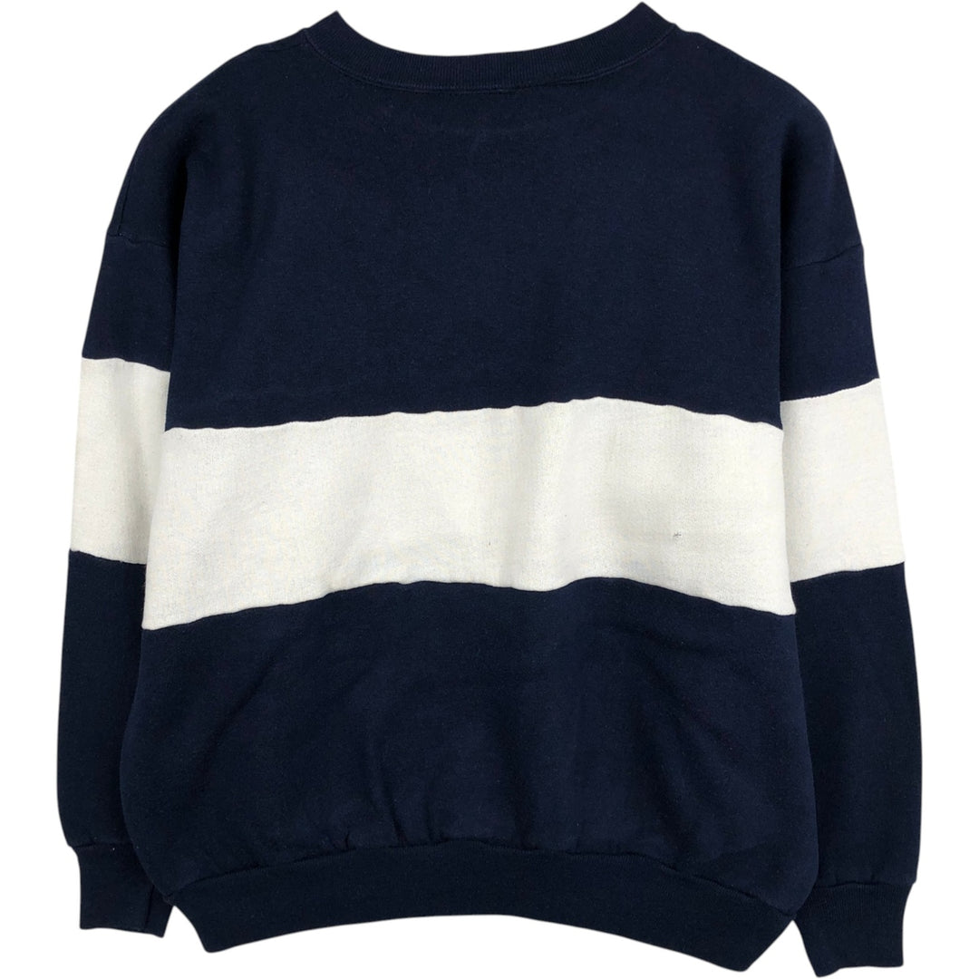 Two-tone printed sweatshirt, made in the USA, men's size L equivalent. acrylic navy blue type Vintage Second Hand