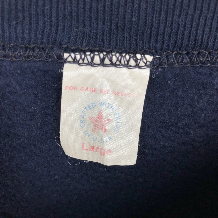 Two-tone printed sweatshirt, made in the USA, men's size L equivalent. acrylic navy blue type Vintage Second Hand