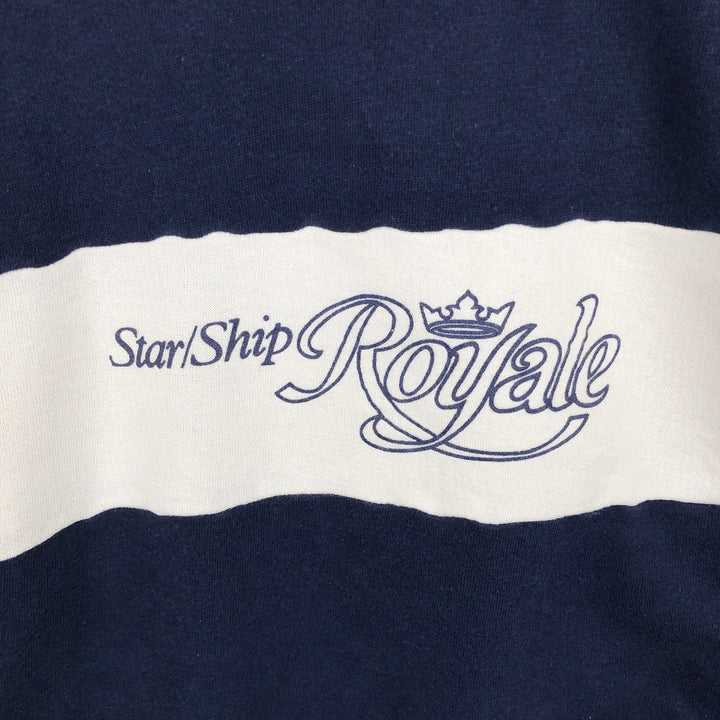 Two-tone printed sweatshirt, made in the USA, men's size L equivalent. acrylic navy blue type Vintage Second Hand