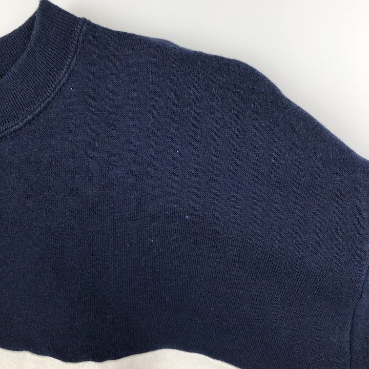 Two-tone printed sweatshirt, made in the USA, men's size L equivalent. acrylic navy blue type Vintage Second Hand